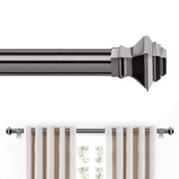 Ameha Lamp Metal Curtain Pole For Extendable Curtain Rod Window , Rings, Brackets, Fitting Set( Black Nickel,160-300Cm) - thumbnail 4