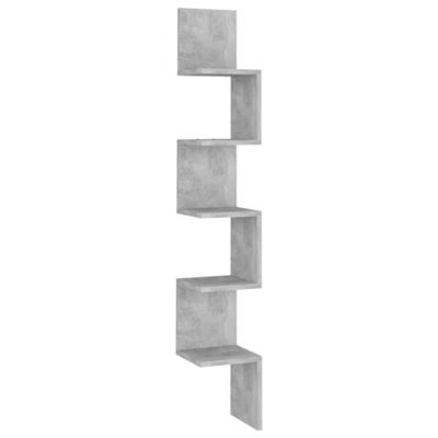 Vidaxl Wall Corner Shelf Concrete Grey 20X20X127.5 Cm Engineered Wood - image 1