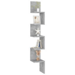 Vidaxl Wall Corner Shelf Concrete Grey 20X20X127.5 Cm Engineered Wood - thumbnail 7