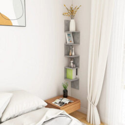 Vidaxl Wall Corner Shelf Concrete Grey 20X20X127.5 Cm Engineered Wood - thumbnail 5