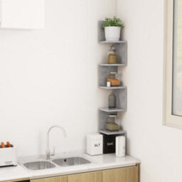 Vidaxl Wall Corner Shelf Concrete Grey 20X20X127.5 Cm Engineered Wood - thumbnail 6
