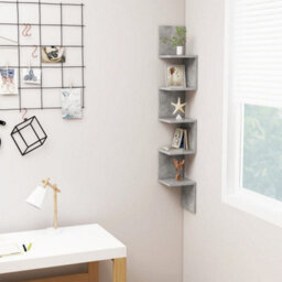 Vidaxl Wall Corner Shelf Concrete Grey 20X20X127.5 Cm Engineered Wood - thumbnail 2