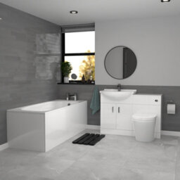 Nes Home White Vanity Unit With Basin, Wc Unit, Btw Toilet & 1700mm Bathtub - thumbnail 1