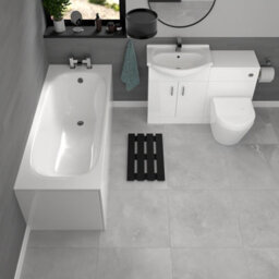 Nes Home White Vanity Unit With Basin, Wc Unit, Btw Toilet & 1700mm Bathtub - thumbnail 2