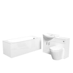 Nes Home White Vanity Unit With Basin, Wc Unit, Btw Toilet & 1700mm Bathtub - thumbnail 6