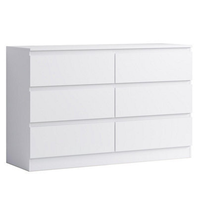 Fwstyle Carlton White 6 Drawer Chest Of Drawers Scratch Resistant Deep Drawer (H) 77 (W) 110 (D) 40Cm - image 1