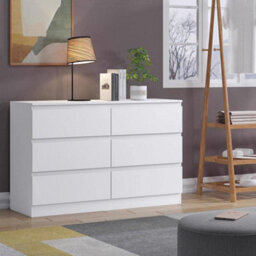 Fwstyle Carlton White 6 Drawer Chest Of Drawers Scratch Resistant Deep Drawer (H) 77 (W) 110 (D) 40Cm - thumbnail 2