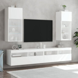 Berkfield Durable Tv Cabinet With Led Lights White 40.5X30X90 Cm - thumbnail 3