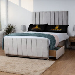 UKBEDFURNITURE Hampton Silver Plush Divan Bed 2 Foot End Drawers With 10 Inch Orthopaedic Mattress & 26 Inch Headboard - thumbnail 1