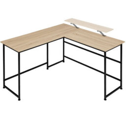 Tectake Desk Melrose - Corner Desk With A Movable Monitor Stand 130 Cm - Industrial Wood Light, Oak Sonoma - thumbnail 3