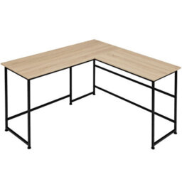 Tectake Desk Melrose - Corner Desk With A Movable Monitor Stand 130 Cm - Industrial Wood Light, Oak Sonoma - thumbnail 2
