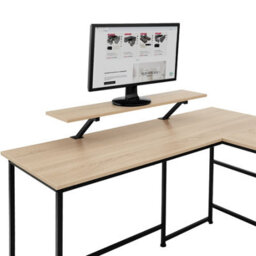 Tectake Desk Melrose - Corner Desk With A Movable Monitor Stand 130 Cm - Industrial Wood Light, Oak Sonoma - thumbnail 4