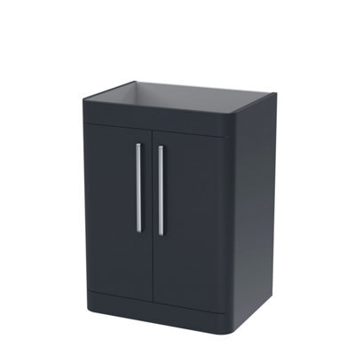 Nuie Hudson Reed Parade Component Floor Standing 2 Soft Close Door Vanity Unit, Bathroom Vanity Units With Storage In Soft Black, 600mm - image 1