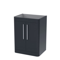 Nuie Hudson Reed Parade Component Floor Standing 2 Soft Close Door Vanity Unit, Bathroom Vanity Units With Storage In Soft Black, 600mm - thumbnail 1