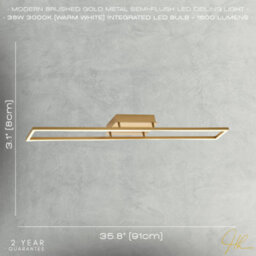 Happy Homewares Brushed Gold Led Ceiling Strip Light Fitting - Ideal For Kitchens - thumbnail 6