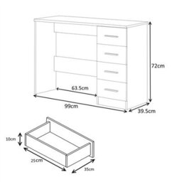 Reflect 2 Door Sliding Wardrobe, 6 Drawer Chest, 3 Drawer Bedside, Desk - White Gloss & Matt White - Modern Bedroom Furniture Set - thumbnail 7