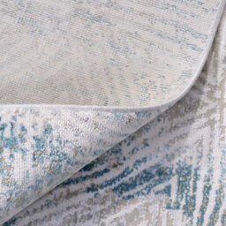 Loomed Silver Blue Metallic Distressed Geometric Living Area Rug 60X110Cm - thumbnail 5