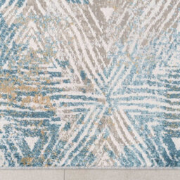 Loomed Silver Blue Metallic Distressed Geometric Living Area Rug 60X110Cm - thumbnail 6