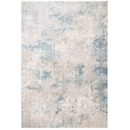 Loomed Silver Blue Metallic Distressed Geometric Living Area Rug 60X110Cm - thumbnail 7