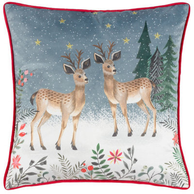 Furn. Ditsy Festive Reindeer Velvet Cushion Cover - image 1