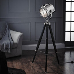 Luminosa Lighting Luminosa Nautical Floor Lamp Matt Black, Polished Nickel Plate, E27 - thumbnail 2