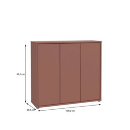 Furniture To Go Alice Springs Shoe Cabinet With 3 Doors Push-To-Open In Terracotta - thumbnail 9