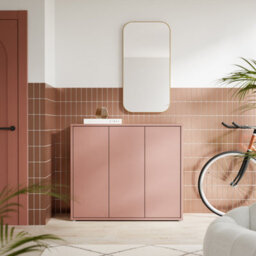 Furniture To Go Alice Springs Shoe Cabinet With 3 Doors Push-To-Open In Terracotta - thumbnail 1