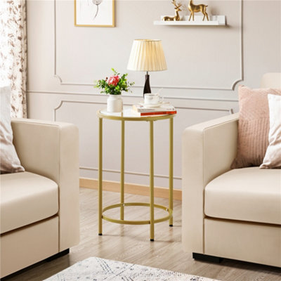 Yaheetech Gold Glass Top Accent Table With Metal Frame For Living Room - image 1