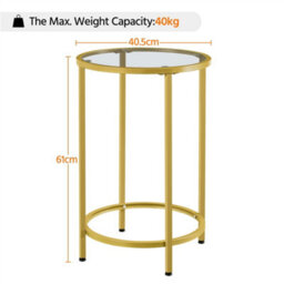 Yaheetech Gold Glass Top Accent Table With Metal Frame For Living Room - thumbnail 3