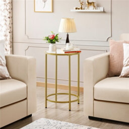 Yaheetech Gold Glass Top Accent Table With Metal Frame For Living Room