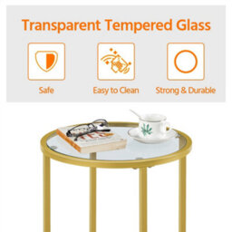 Yaheetech Gold Glass Top Accent Table With Metal Frame For Living Room - thumbnail 4