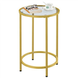 Yaheetech Gold Glass Top Accent Table With Metal Frame For Living Room - thumbnail 2