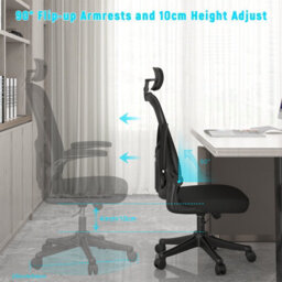 Onemill Office Desk Chair With Flip-Up Armrest, Adjustable Headrest And Lumbar Support Or Home And Office - thumbnail 4