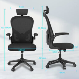 Onemill Office Desk Chair With Flip-Up Armrest, Adjustable Headrest And Lumbar Support Or Home And Office - thumbnail 7