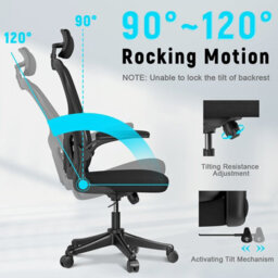 Onemill Office Desk Chair With Flip-Up Armrest, Adjustable Headrest And Lumbar Support Or Home And Office - thumbnail 2