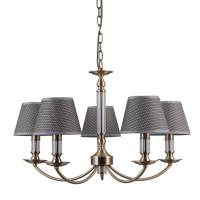 Luminosa Lighting Luminosa Classic Hanging Pendant Antique Bronze 5 Light  With Grey Shade, E14 - image 1