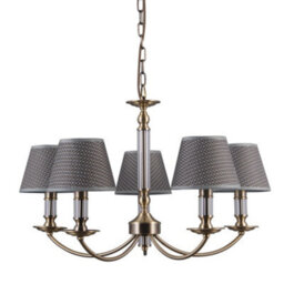 Luminosa Lighting Luminosa Classic Hanging Pendant Antique Bronze 5 Light  With Grey Shade, E14 - thumbnail 1