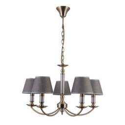 Luminosa Lighting Luminosa Classic Hanging Pendant Antique Bronze 5 Light  With Grey Shade, E14 - thumbnail 2