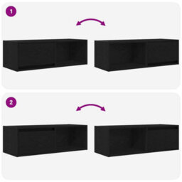 Berkfield Tv Cabinet Black Oak 80X31X25.5 Cm Engineered Wood - thumbnail 9