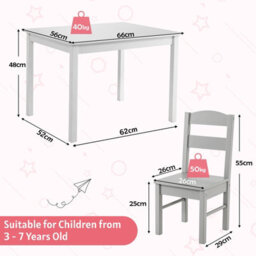 Gainoom Grey Kids Table & 4 Chairs Set Wooden Activity Table Table Furniture - thumbnail 2