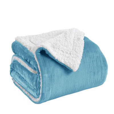 Ameha Sherpa Fleece Blanket Sky Blue Soft Thick & Reversible Plush Warm Comfort Throw Double 150X200Cm - image 1