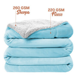 Ameha Sherpa Fleece Blanket Sky Blue Soft Thick & Reversible Plush Warm Comfort Throw Double 150X200Cm - thumbnail 8