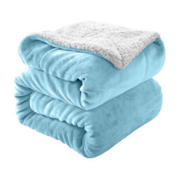 Ameha Sherpa Fleece Blanket Sky Blue Soft Thick & Reversible Plush Warm Comfort Throw Double 150X200Cm - thumbnail 2