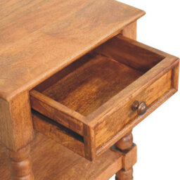 Matteo Solid Wood Spindle Bedside Table With Storage Drawer And Shelf, Brown - thumbnail 7