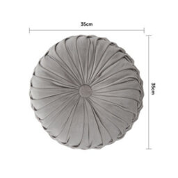 Living And Home Grey Round Velvet Pillow Sofa Cushion 35Cm - thumbnail 6