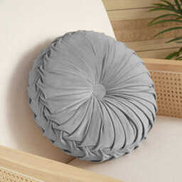 Living And Home Grey Round Velvet Pillow Sofa Cushion 35Cm - thumbnail 3