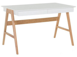 Wyld And Coco Nordiclux Office Desk White 120 X 75 Cm Lacquered Top 2 Drawers - thumbnail 2