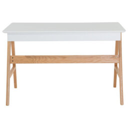 Wyld And Coco Nordiclux Office Desk White 120 X 75 Cm Lacquered Top 2 Drawers - thumbnail 6