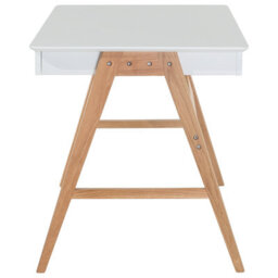 Wyld And Coco Nordiclux Office Desk White 120 X 75 Cm Lacquered Top 2 Drawers - thumbnail 5