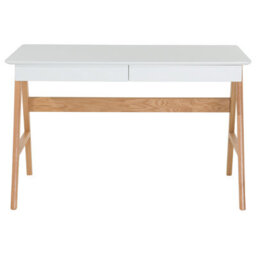 Wyld And Coco Nordiclux Office Desk White 120 X 75 Cm Lacquered Top 2 Drawers - thumbnail 4
